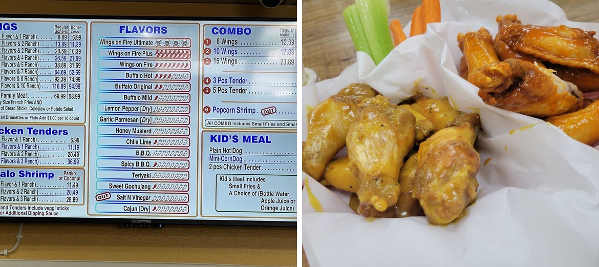 Wings on Fire Menu